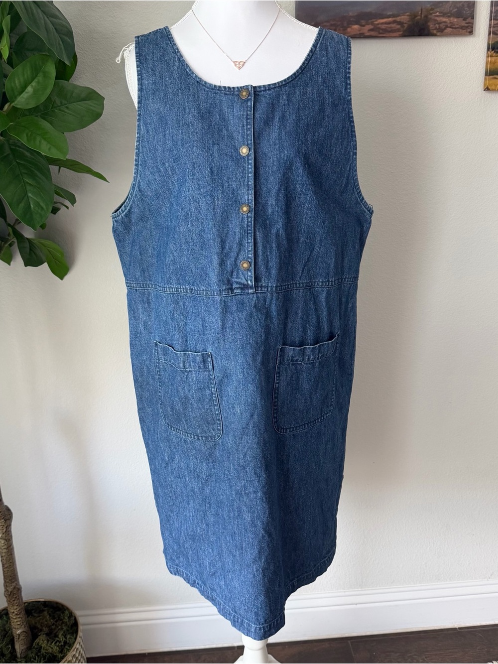 L.L. Bean Medium Blue Denim Sleeveless Midi Dress